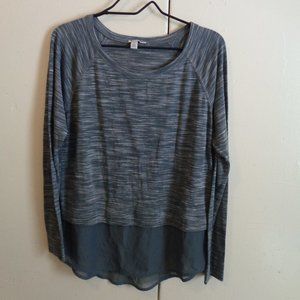 Halogen Layer Chiffon Trim Grey Heather Long Sleev